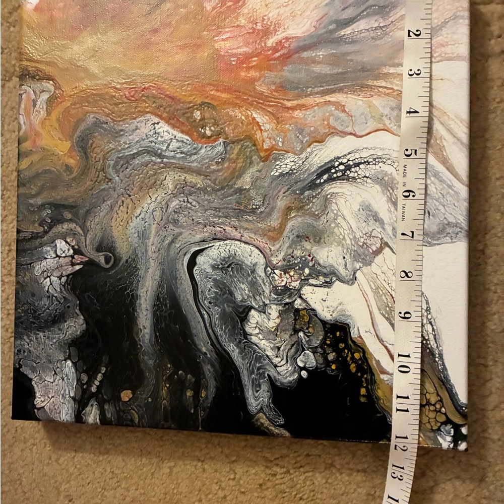 Abstract Canvas Art in Black and Gold 12”x12” - Picture 4 of 5